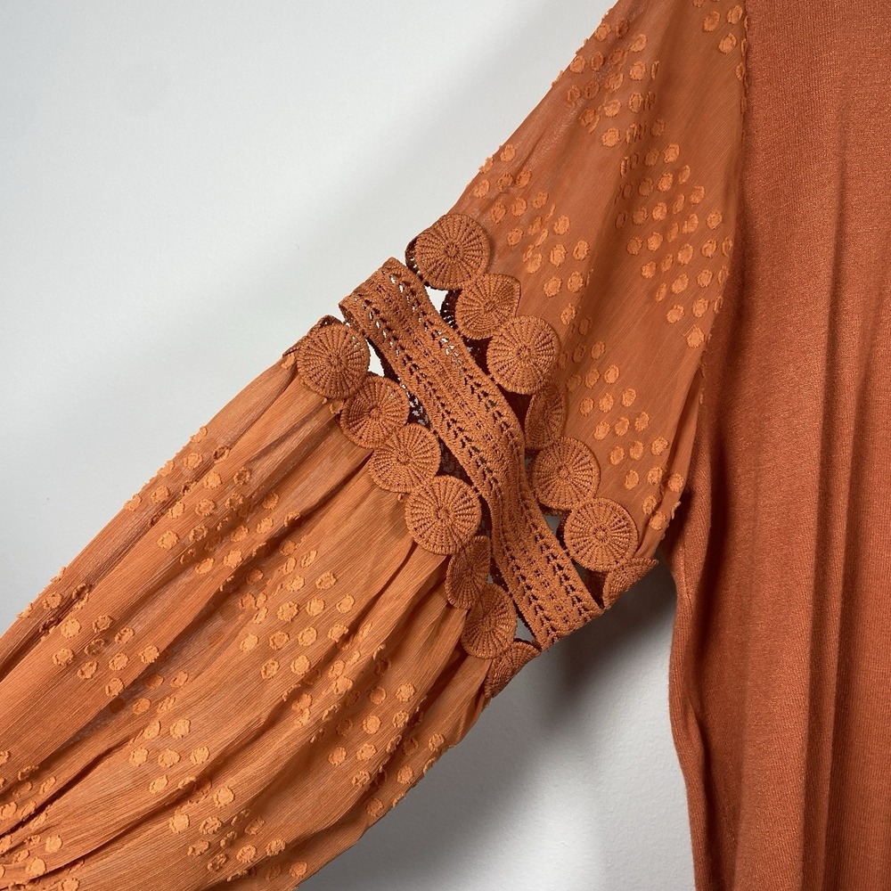 NWT Sioni Milano Women's 2xl Russet Orange Crew Neck Long Sleeve Sweater Top‎ - Picture 5 of 6